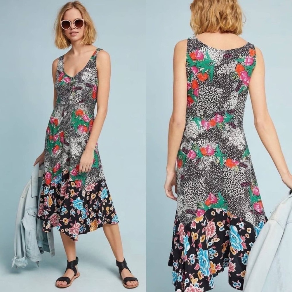 Anthropologie Maeve Violette Pink Midi Dress